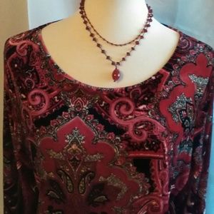 EUC red velvet bell sleeve top for Valentine's!